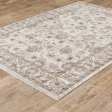 2' X 3' Ivory And Grey Oriental Power Loom Stain Resistant Area Rug With Fringe - Homeroots - Flyclothing LLC