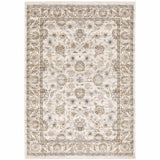 5' X 8' Ivory And Grey Oriental Power Loom Stain Resistant Area Rug With Fringe - Homeroots - Flyclothing LLC