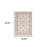 5' X 8' Ivory And Grey Oriental Power Loom Stain Resistant Area Rug With Fringe - Homeroots - Flyclothing LLC