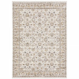 8' X 11' Ivory And Grey Oriental Power Loom Stain Resistant Area Rug With Fringe - Homeroots - Flyclothing LLC