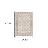 8' X 11' Ivory And Grey Oriental Power Loom Stain Resistant Area Rug With Fringe - Homeroots - Flyclothing LLC
