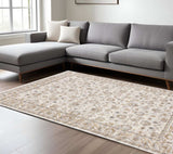 8' X 11' Ivory And Grey Oriental Power Loom Stain Resistant Area Rug With Fringe - Homeroots - Flyclothing LLC