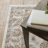 10' X 13' Ivory And Grey Oriental Power Loom Stain Resistant Area Rug With Fringe - Homeroots - Flyclothing LLC