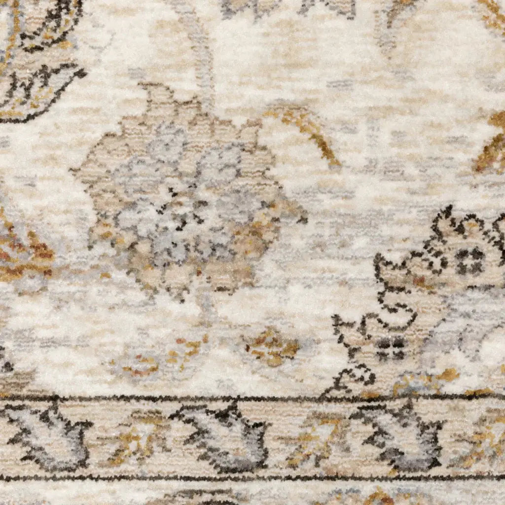 10' X 13' Ivory And Grey Oriental Power Loom Stain Resistant Area Rug With Fringe - Homeroots - Flyclothing LLC