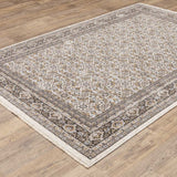2' X 3' Ivory And Grey Oriental Power Loom Stain Resistant Area Rug With Fringe - Homeroots - Flyclothing LLC