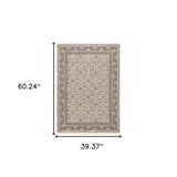 3' X 5' Ivory And Grey Oriental Power Loom Stain Resistant Area Rug With Fringe - Homeroots - Flyclothing LLC