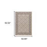 5' X 8' Ivory And Grey Oriental Power Loom Stain Resistant Area Rug With Fringe - Homeroots - Flyclothing LLC