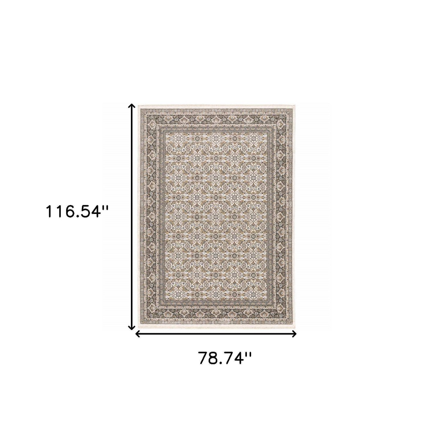 6' X 9' Ivory And Grey Oriental Power Loom Stain Resistant Area Rug With Fringe - Homeroots - Flyclothing LLC