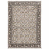 8' X 11' Ivory And Grey Oriental Power Loom Stain Resistant Area Rug With Fringe - Homeroots - Flyclothing LLC