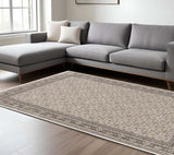 8' X 11' Ivory And Grey Oriental Power Loom Stain Resistant Area Rug With Fringe - Homeroots - Flyclothing LLC