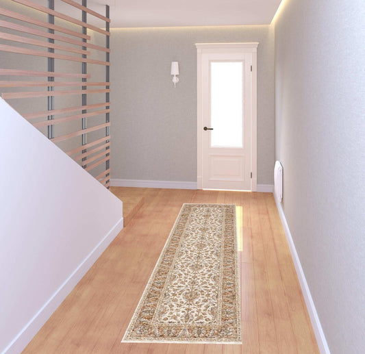 2' X 8' Rust And Ivory Oriental Power Loom Stain Resistant Runner Rug With Fringe - Homeroots - Flyclothing LLC