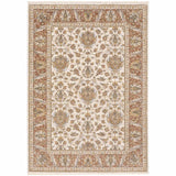 2' X 3' Rust And Ivory Oriental Power Loom Stain Resistant Area Rug With Fringe - Homeroots - Flyclothing LLC