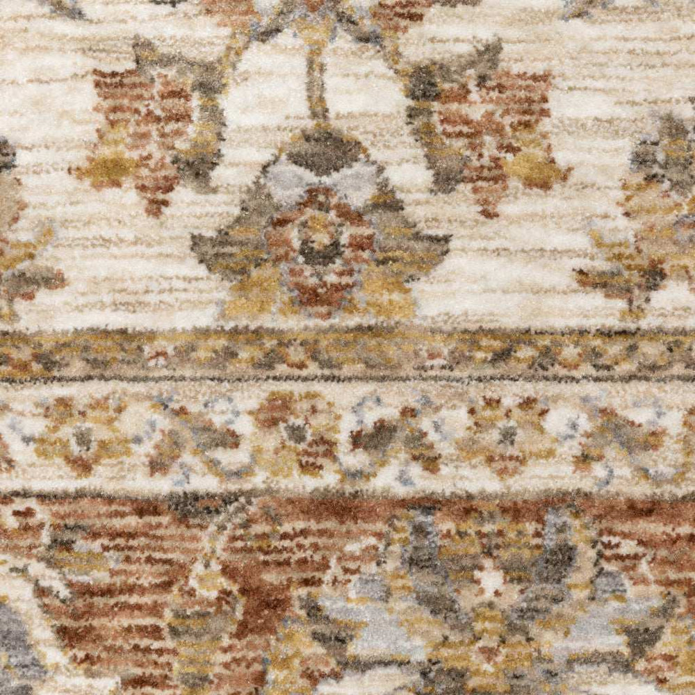 10' X 13' Rust And Ivory Oriental Power Loom Stain Resistant Area Rug With Fringe - Homeroots - Flyclothing LLC