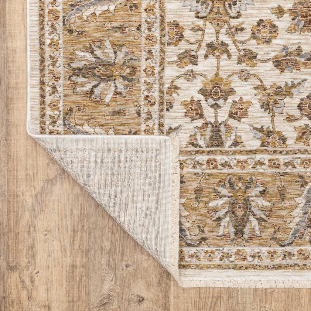 2' X 3' Ivory And Gold Oriental Power Loom Stain Resistant Area Rug With Fringe - Homeroots - Flyclothing LLC