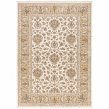 5' X 8' Ivory And Gold Oriental Power Loom Stain Resistant Area Rug With Fringe - Homeroots - Flyclothing LLC