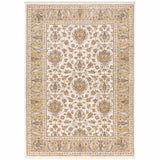 5' X 8' Ivory And Gold Oriental Power Loom Stain Resistant Area Rug With Fringe - Homeroots - Flyclothing LLC