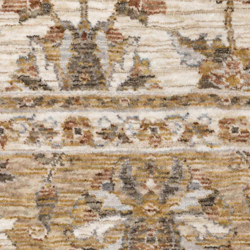 5' X 8' Ivory And Gold Oriental Power Loom Stain Resistant Area Rug With Fringe - Homeroots - Flyclothing LLC