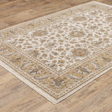 10' X 13' Ivory And Gold Oriental Power Loom Stain Resistant Area Rug With Fringe - Homeroots - Flyclothing LLC