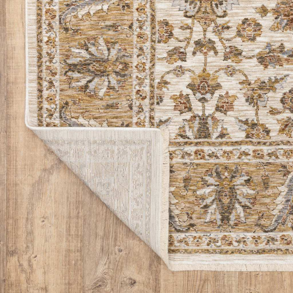 10' X 13' Ivory And Gold Oriental Power Loom Stain Resistant Area Rug With Fringe - Homeroots - Flyclothing LLC