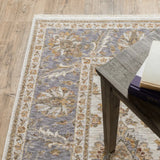 10' X 13' Ivory And Blue Oriental Power Loom Stain Resistant Area Rug With Fringe - Homeroots - Flyclothing LLC