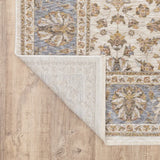 10' X 13' Ivory And Blue Oriental Power Loom Stain Resistant Area Rug With Fringe - Homeroots - Flyclothing LLC