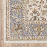 10' X 13' Ivory And Blue Oriental Power Loom Stain Resistant Area Rug With Fringe - Homeroots - Flyclothing LLC