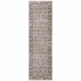 2' X 8' Grey And Blue Oriental Power Loom Stain Resistant Runner Rug With Fringe - Homeroots - Flyclothing LLC