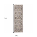 2' X 8' Grey And Blue Oriental Power Loom Stain Resistant Runner Rug With Fringe - Homeroots - Flyclothing LLC