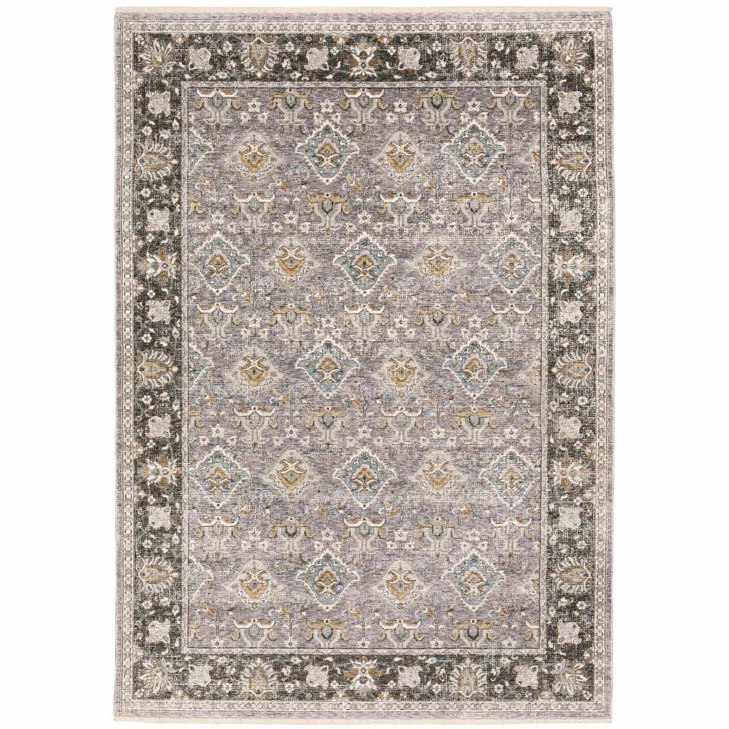 2' X 3' Grey And Blue Oriental Power Loom Stain Resistant Area Rug With Fringe - Homeroots - Flyclothing LLC