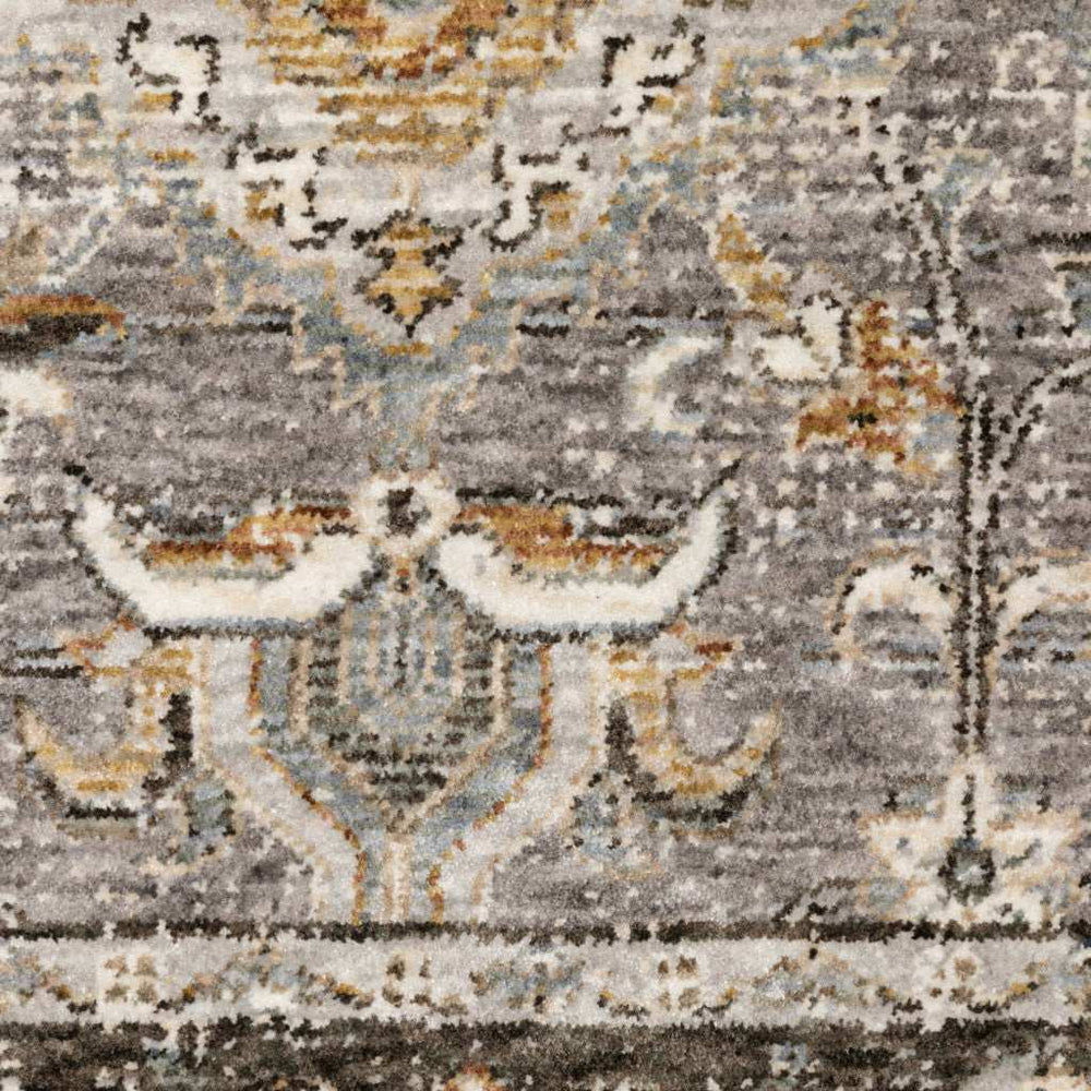 2' X 3' Grey And Blue Oriental Power Loom Stain Resistant Area Rug With Fringe - Homeroots - Flyclothing LLC