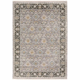 6' X 9' Grey And Blue Oriental Power Loom Stain Resistant Area Rug With Fringe - Homeroots - Flyclothing LLC