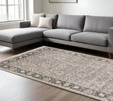 6' X 9' Grey And Blue Oriental Power Loom Stain Resistant Area Rug With Fringe - Homeroots - Flyclothing LLC