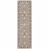 2' X 8' Grey And Ivory Oriental Power Loom Stain Resistant Runner Rug With Fringe - Homeroots - Flyclothing LLC