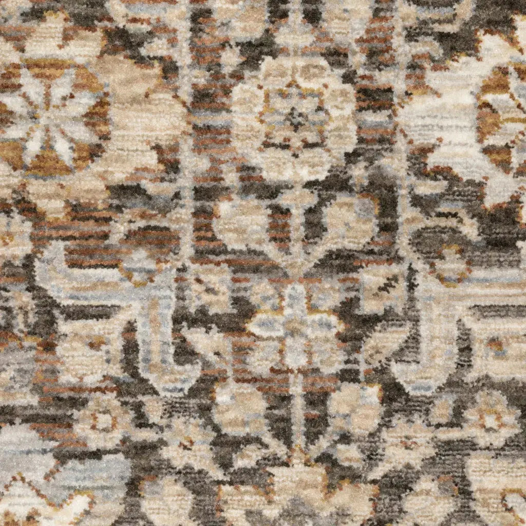 2' X 3' Grey And Ivory Oriental Power Loom Stain Resistant Area Rug With Fringe - Homeroots - Flyclothing LLC