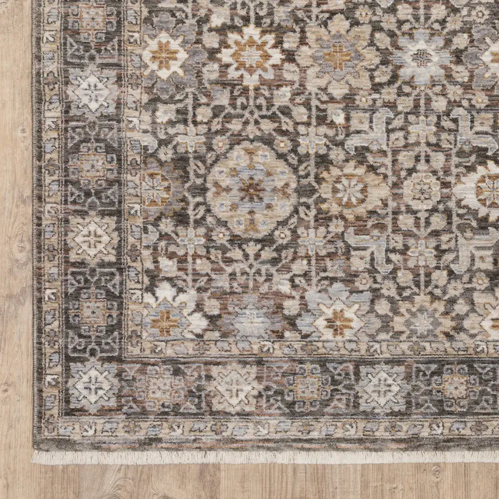 2' X 3' Grey And Ivory Oriental Power Loom Stain Resistant Area Rug With Fringe - Homeroots - Flyclothing LLC