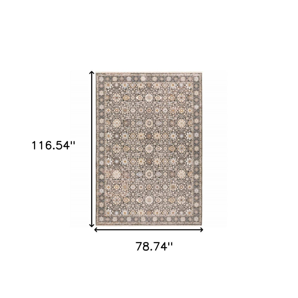 6' X 9' Grey And Ivory Oriental Power Loom Stain Resistant Area Rug With Fringe - Homeroots - Flyclothing LLC