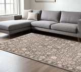 6' X 9' Grey And Ivory Oriental Power Loom Stain Resistant Area Rug With Fringe - Homeroots - Flyclothing LLC