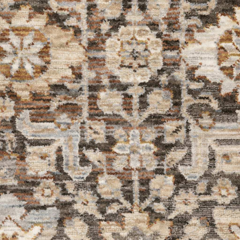 6' X 9' Grey And Ivory Oriental Power Loom Stain Resistant Area Rug With Fringe - Homeroots - Flyclothing LLC