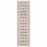 2' X 8' Ivory And Gold Oriental Power Loom Stain Resistant Runner Rug With Fringe - Homeroots - Flyclothing LLC