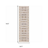 2' X 8' Ivory And Gold Oriental Power Loom Stain Resistant Runner Rug With Fringe - Homeroots - Flyclothing LLC