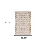 3' X 5' Ivory And Gold Oriental Power Loom Stain Resistant Area Rug With Fringe - Homeroots - Flyclothing LLC