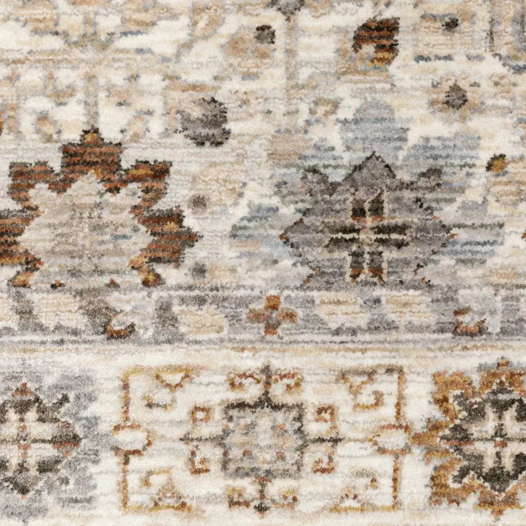 10' X 13' Ivory And Gold Oriental Power Loom Stain Resistant Area Rug With Fringe - Homeroots - Flyclothing LLC