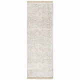 2' X 8' Beige And Grey Oriental Hand Loomed Stain Resistant Runner Rug With Fringe - Homeroots