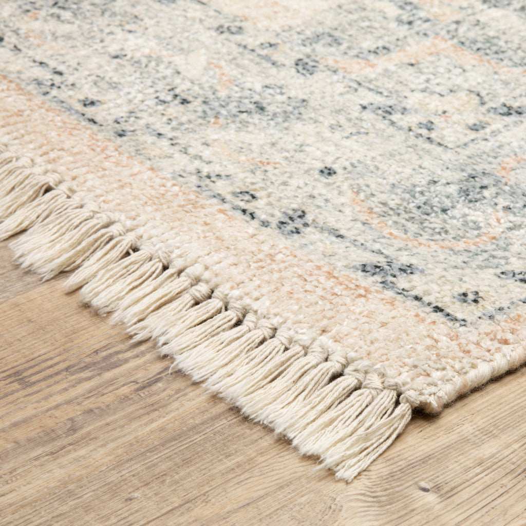 2' X 8' Beige And Grey Oriental Hand Loomed Stain Resistant Runner Rug With Fringe - Homeroots - Flyclothing LLC