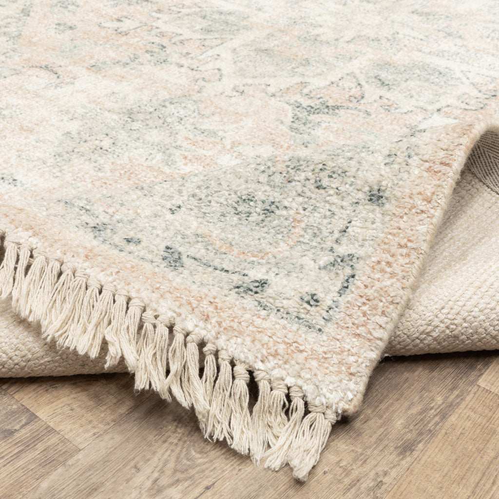 2' X 8' Beige And Grey Oriental Hand Loomed Stain Resistant Runner Rug With Fringe - Homeroots - Flyclothing LLC