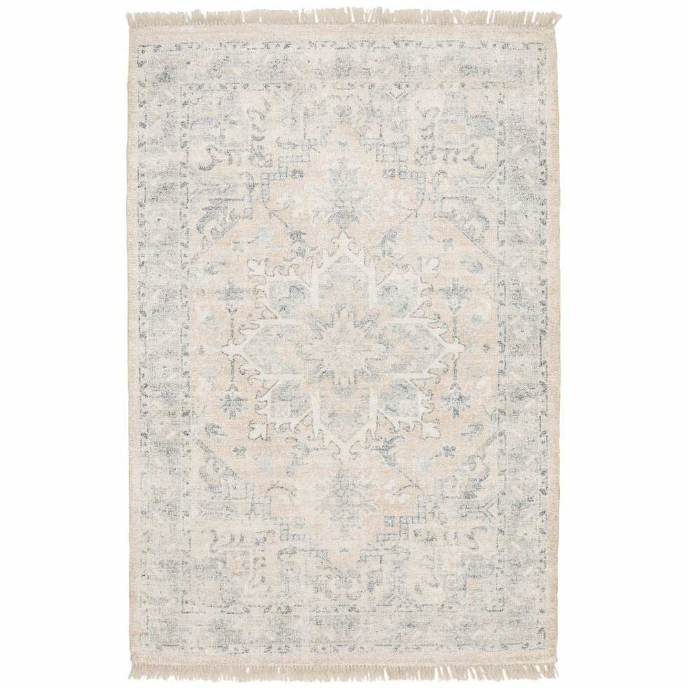 8' X 10' Beige And Grey Oriental Hand Loomed Stain Resistant Area Rug With Fringe - Homeroots - Flyclothing LLC