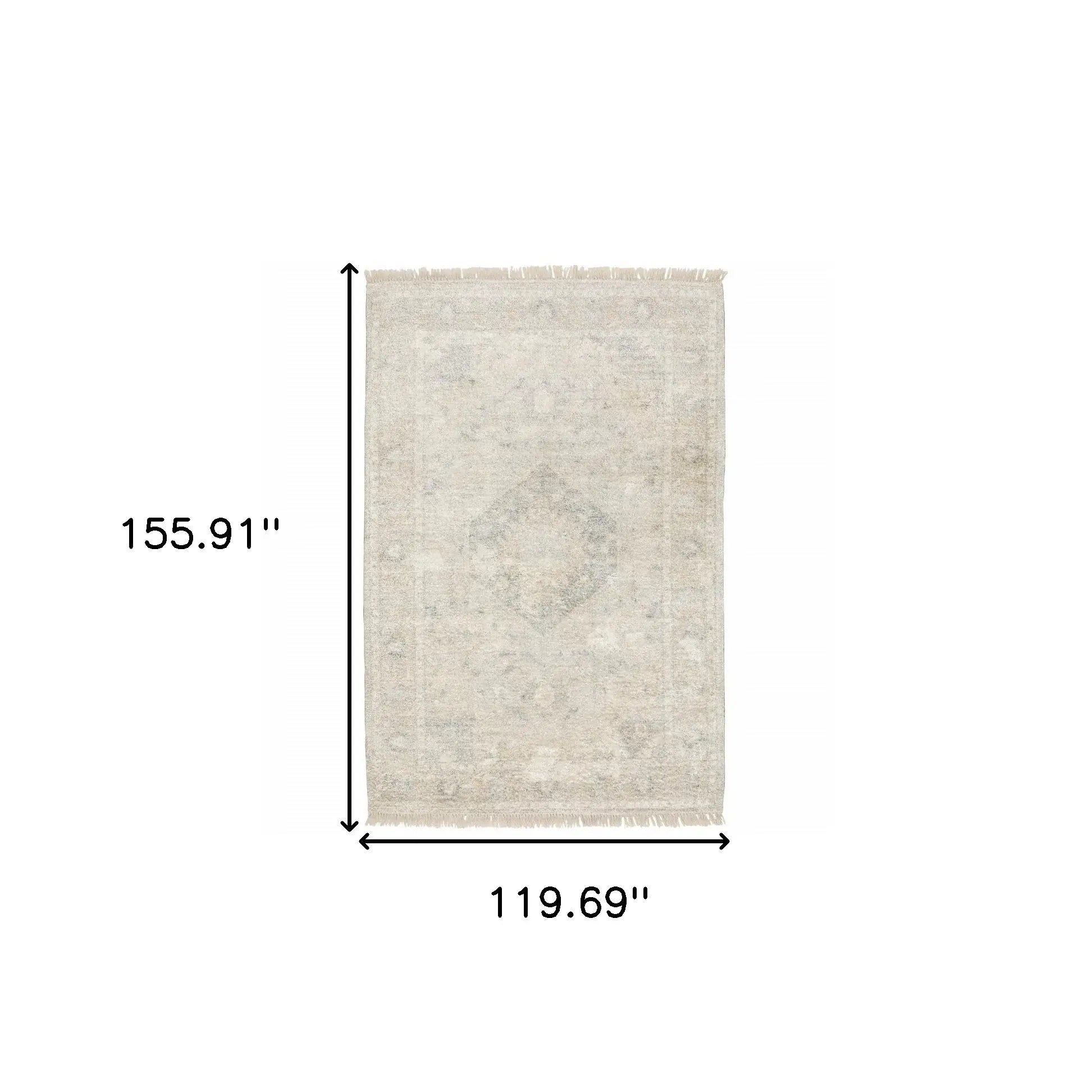 10' X 13' Beige And Grey Oriental Hand Loomed Stain Resistant Area Rug With Fringe - Homeroots - Flyclothing LLC