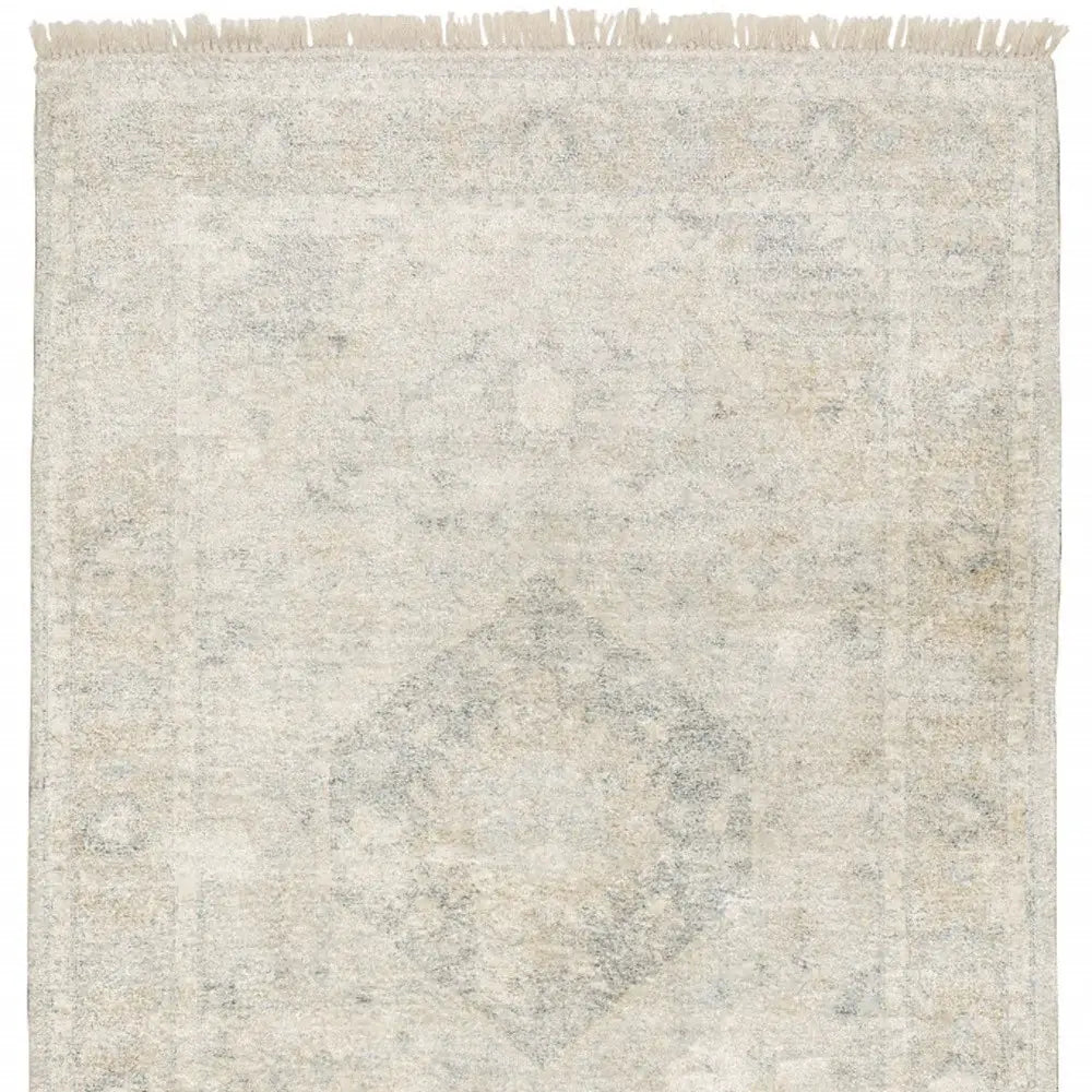 10' X 13' Beige And Grey Oriental Hand Loomed Stain Resistant Area Rug With Fringe - Homeroots - Flyclothing LLC