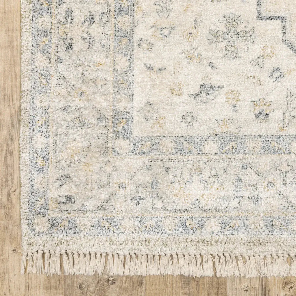 2' X 8' Beige And Charcoal Oriental Hand Loomed Stain Resistant Runner Rug With Fringe - Homeroots - Flyclothing LLC