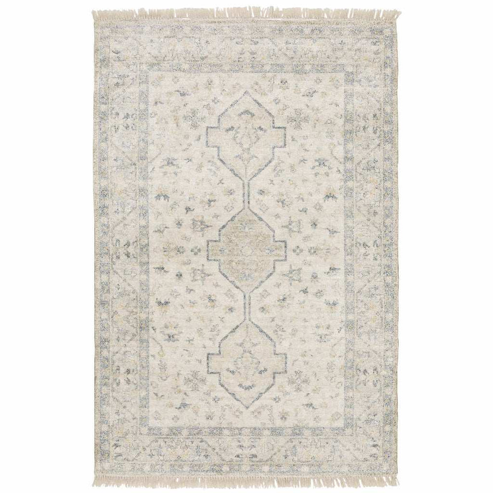 8' X 10' Beige And Charcoal Oriental Hand Loomed Stain Resistant Area Rug With Fringe - Homeroots - Flyclothing LLC